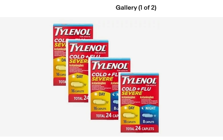 (Paquete de 4) TYLENOL Resfriado y Gripe Severo Día/Noche Comprimidos 24 unidades ~ Exp 12/2025 Foto 1 de 4