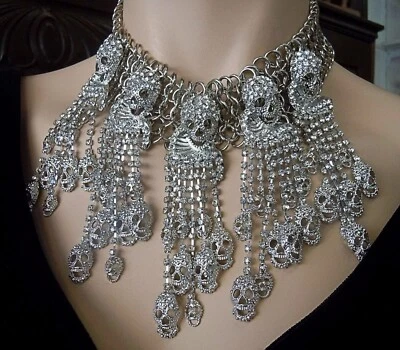 Schweres funkelndes Designer Totenkopf Collier - Bild 1 von 4