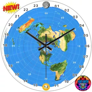 V4 Flat Earth 24-Hour Mechanism Wall Clock World Map Watch Gleason Biblical Gift - Picture 1 of 10