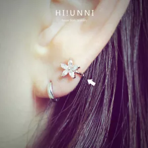 20 g Pendientes de aro pequeño con flores de cz tachonadas / níquel libres de alergias / se venden como 1 pieza - Imagen 1 de 5