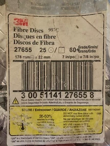 LOT OF 25 3M Fibre Disc 7 in. x 7/8 in. GRINDING & CUTTING DISCS GRADE 60 - Picture 1 of 1