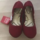 Dexflex Comfort Women's Red Claire Scrunch Foldable Flats Shoes Size 13W*BNWT