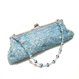 Tasche Handtasche Abendtasche Clutch Clutsch Geldbörse Perlenstrickerei weiß - Bild 1 von 4