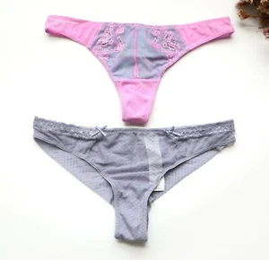 2 Pack Women Sexy Mesh Thongs Briefs Underwear Lingerie G-string Knickers XS-S-L - Picture 1 of 8