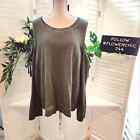 SANCTUARY COLD SHOULDER DISTRESSED SWEATERSHIRT WITH TIES SIZE 2X