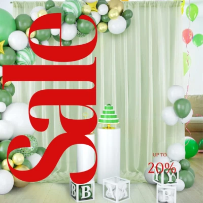 2 PANELS Chiffon Backdrop Curtains Drapes Sheer Chiffon Fabric Photography - Image 1 of 2