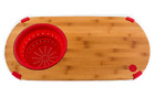 Homer Laughlin Fiesta - Scarlet Bamboo Cutting Board & Silicone Colander - New
