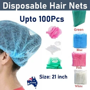 Disposable Hair Net Caps Hairnet Dust Head Cover Stretch Elastic Hat Upto 100pcs - Picture 1 of 13