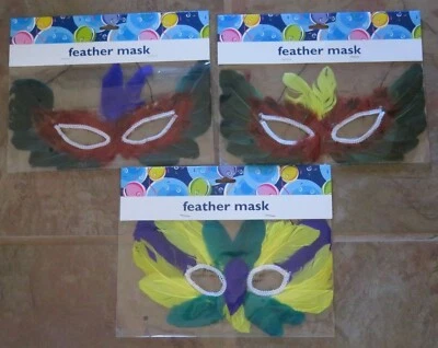 Máscara de plumas mardi gras, 3 estilos, talla única, máscara para ojos, fiesta, Halloween Foto 1 de 4