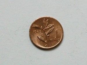 Turkey 1965 1 KURUS Coin UNC with Red Lustre & Tiny 14mm Size - Picture 1 of 2