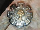 Sterling Silver & 18K Yellow Gold Accent Mayan Inca Aztec Pin or Brooch