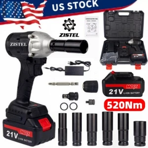 21V Cordless Impact Wrench 1/2" 520Nm High Torque Brushless Wrench + 2 Batteries - Picture 1 of 13