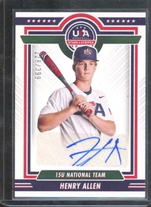 2022 Panini USA Baseball Stars & Stripes HENRY ALLEN #15US-HA 15U Team Auto /399 - Picture 1 of 2