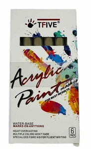 NEU 6er Pack GOLD Acrylfarbe Permanentmarker Wasserbasis mittlere Spitze - Bild 1 von 2