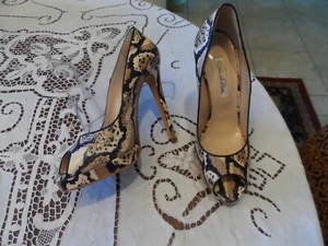 Oscar de la Renta braun/beige Python Print Leder Plateau Pumps Gr. 38,5 M - Bild 1 von 20