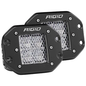 Rigid 212513 D-Series PRO Flood Diffused White Square LED Lights Pair Kit Black - Picture 1 of 10