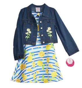 Nannette Kids Girls 2-Piece Outfit Denim Jacket A-Line Swing Dress Size 6 NEW - Picture 1 of 4