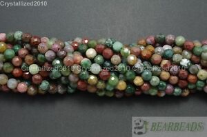 Natural Indian Agate Gemstone Faceted Round Beads 2mm 4mm 6mm 8mm 10mm 12mm 15"