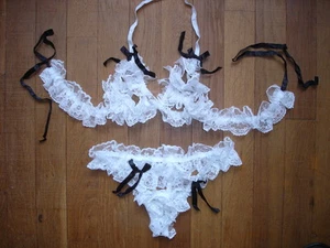 Ensemble soutien gorge dentelle string tour de taille 60-100 cm Ref F02 balnac - Picture 1 of 7