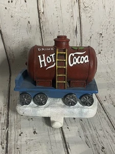 Christmas Hot Cocoa Tanker Train Car Stocking Holder Resin Heavy - Picture 1 of 9