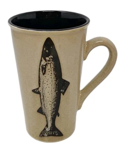 Vintage Forelle Fisch Steinzeug großer Kaffeebecher Tasse Jagdhütte Fischer Geschenk 6" - Bild 1 von 10