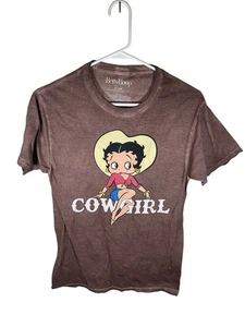 Betty Boop Cowgirl Brown vintage style t shirt Size Small - Picture 1 of 5