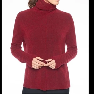 ATHLETA RED TRANSIT PULLOVER TURTLENECK SWEATER wool blend size Medium - Picture 1 of 6