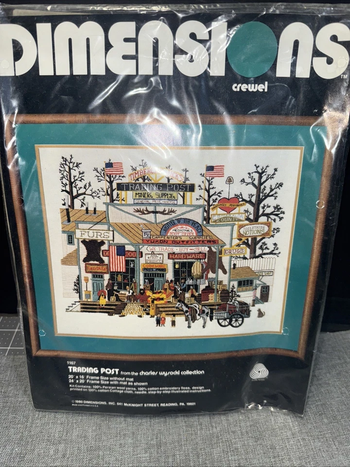 1980 Dimensions Crewel Trading Post Charles Wysocki Vintage Kit Sealed - Image 1 of 3