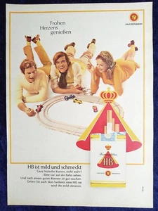 HB Filter Zigaretten, originale Werbung aus 1970 mit Autorennbahn - Bild 1 von 1