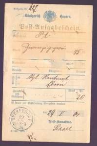 Postschein Postaufgabeschein RECKENDORF 1904 - Königreich Bayern (156) - Bild 1 von 1