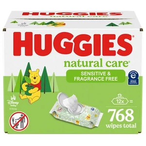 Huggies Natural Care Sensitive Baby Wipes Unscented Hypoallergenic 768 Wipes - Picture 1 of 11