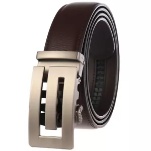 Lujo Cinturones de Cuero Real para Hombre Automático Hebilla Cinturón Trinquete Correa de Vaca Jeans - Imagen 1 de 13