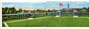 White Plains NY - 16" PANORAMIC BURKE FOUNDATION - Linen Postcard - Picture 1 of 4