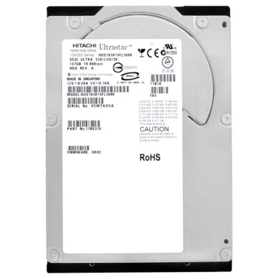 Hitachi Hard Drive 147GB HUS103014FL3800 10000RPM 80Pin 3.5" Ultrastar 10K300 - Image 1 of 4