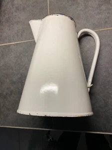 Vintage White Enamel Water Jug Kitchen Display Rustic Vase Water tight. 10" Tall - Picture 1 of 3