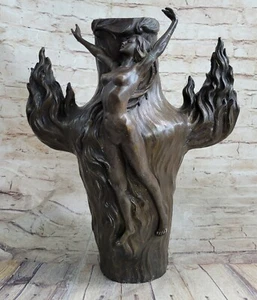JARRÓN ESTILO JUVENIL VIENA BRONCE MUJER NIÑA DONCELLA NIÑO ART NOUVEAU DESNUDO - Imagen 1 de 7
