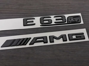 Mercedes-Benz E63S AMG Logo Trunk Rear Emblem Badge Set Gloss Black - Foto 1 di 2