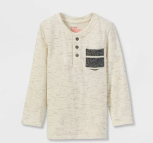 Cat & Jack Long Sleeve T Shirt Toddler Boys Creme Double Knit Various Size A4021 - Picture 1 of 4