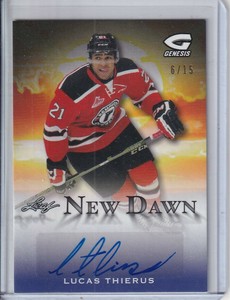  2015-16 Leaf Genesis New Dawn Autographs Purple #NDLT1 Lucas Thierus AUTO /15