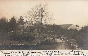 RPPC ~ East Boxford Massachusetts, People & Cattle on Rural Farmstead Road, 1907 - Picture 1 of 2