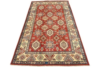 Kazak Rug 5’8” x 8’10” Red Wool Tribal Geometric Hand-Knotted Oriental Carpet - Image 1 of 4