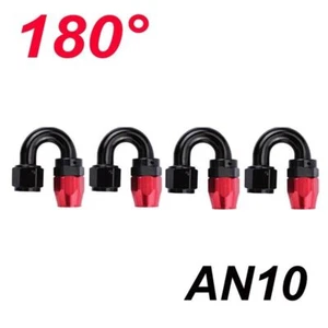 Kits de adaptadores de montaje de extremo de manguera de línea de combustible de aceite AN10 4 piezas negro + rojo 180 ° grados - Imagen 1 de 12
