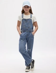 GAP Kids Distressed Medium Wash Relaxed Denim Overalls Size: Med.(8)-NIP/NWT’S - Picture 1 of 4