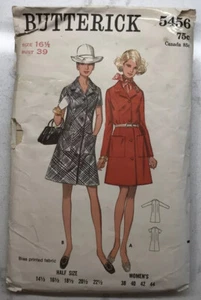 Vestido de Colección Butterick Patterick #5456 Mujer 1 Pieza Botón Frontal Cierre TALLA 16.5 LEER - Imagen 1 de 5