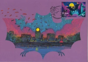 Bats Multicolor Black Bat Night Scene Aland Finland Maxi FDC 2020 - Picture 1 of 1