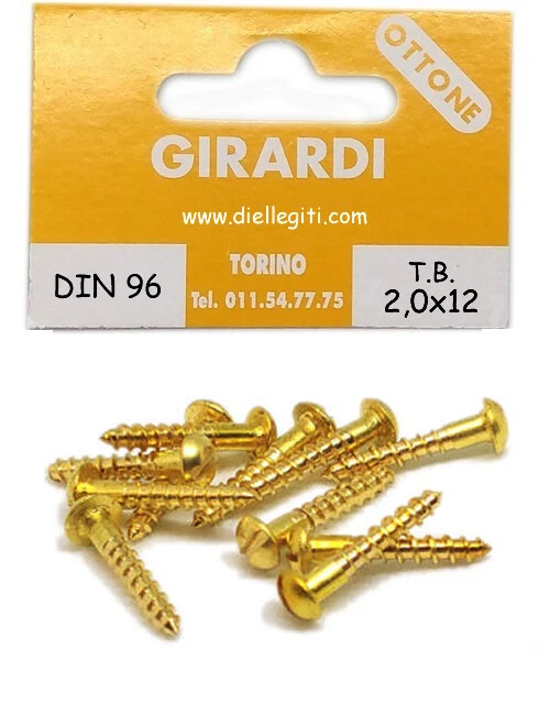 VITE A LEGNO IN OTTONE TESTA BOMBATA mm2,0x12 - DIN 96 - Immagine 1 di 1