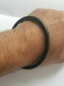 BRAZALETE Negro ACERO SARBLOH Hierro Puro Redondo Suave Sikh Singh Kaur Khalsa Kara H8 - Imagen 1 de 10