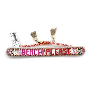 Rebecca Minkoff Leather Seed Bead Beach Please Bracelet nwt $78 Tags #RM062 - Picture 1 of 4