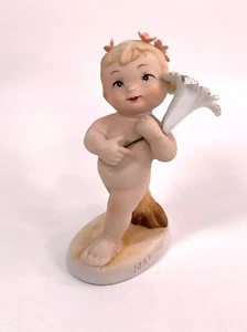 Figura Kewpie de colección Lefton March Angel Lily Flower Querubín 1957 pintada a mano difícil de encontrar - Imagen 1 de 7