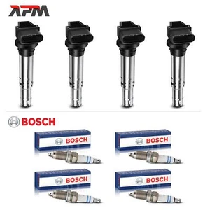 4x ZÜNDSPULE + 4x BOSCH 0242236565 ZÜNDKERZEN FÜR SEAT SKODA FABIA VW GOLF POLO - Bild 1 von 8